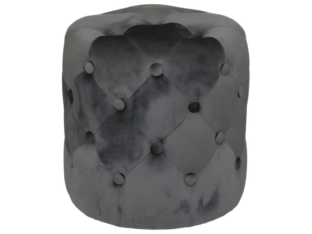 Pouf en Velours Capitonné Gris Ardoise 38x38 cm VEOV19062