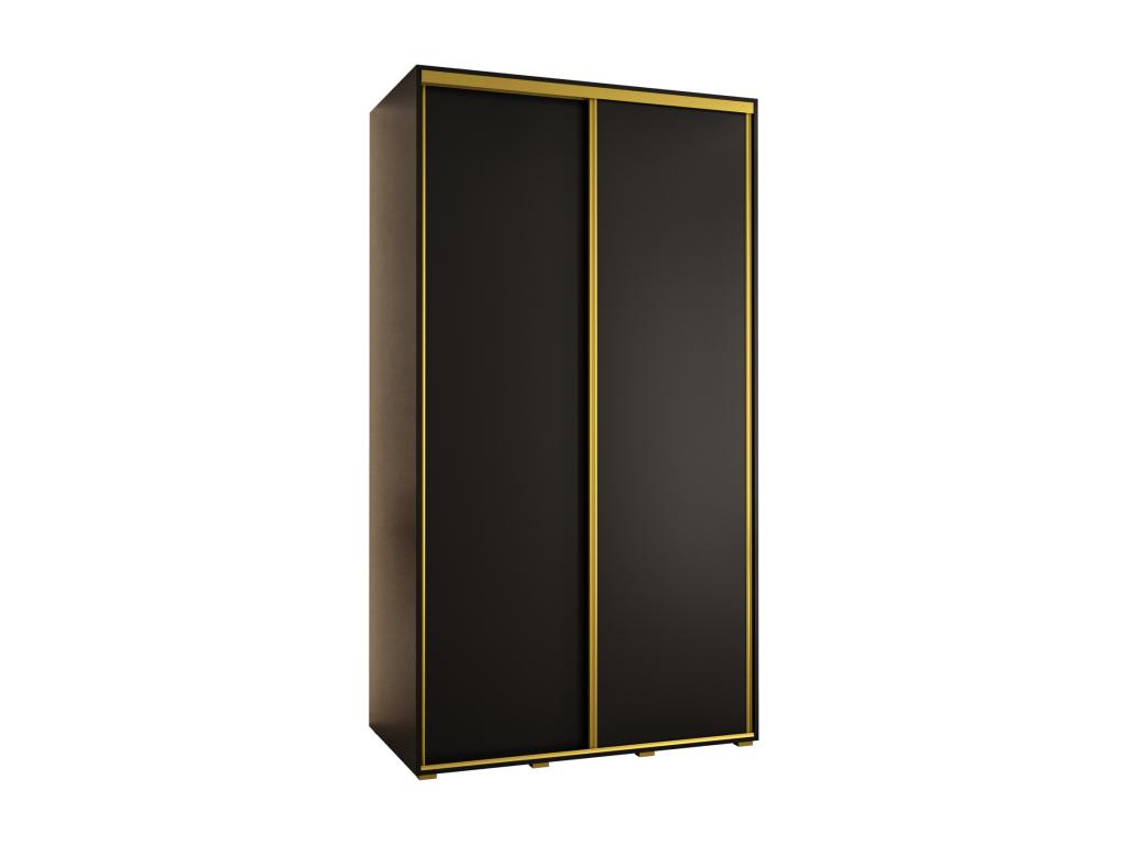 ARMOIRE Chezlova 1 À PORTES COULISSANTES 235.2/130/60 2 portes Noir/Noir/Or JNSV43003