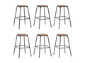 Tabourets de bar lot de 6 noir pinède solide et acier HOML18684