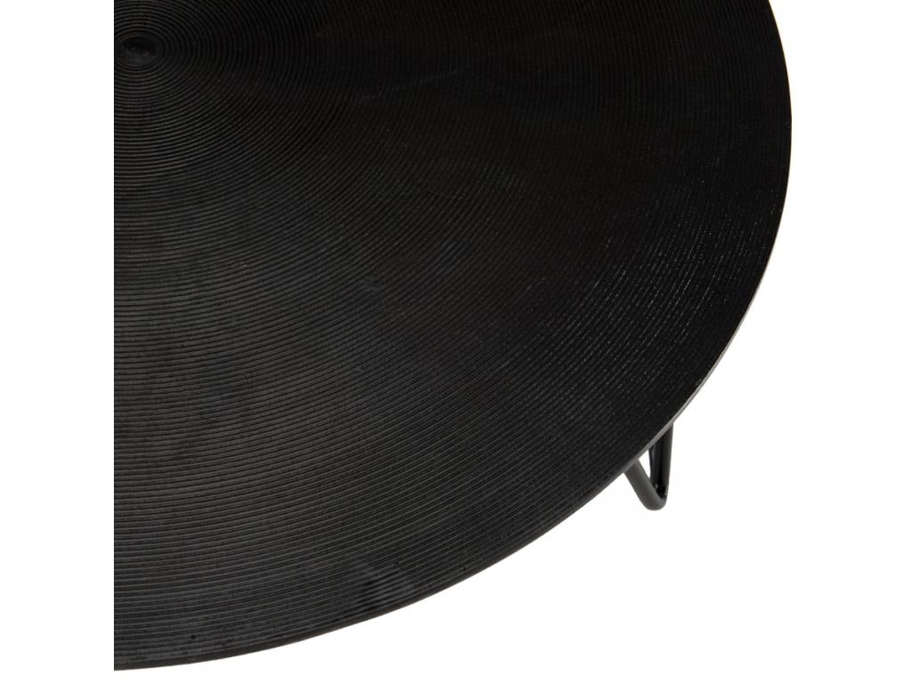 Chezlova - Table basse ronde 75x75cm aluminium noir pieds épingles métal noir CXMP49157