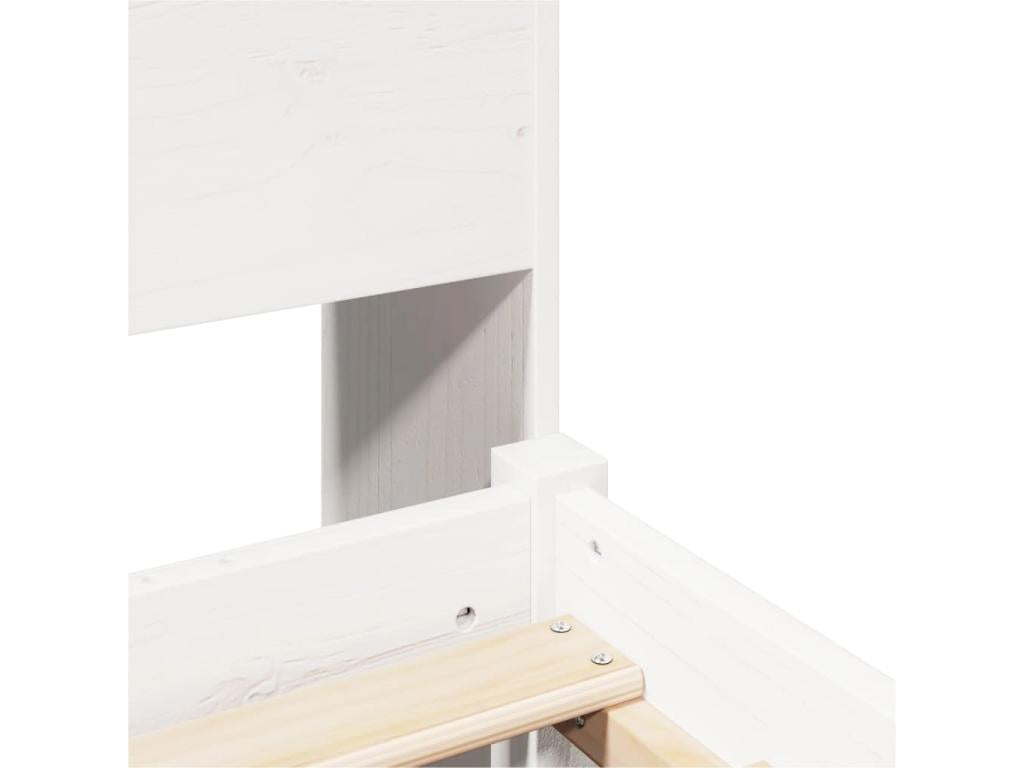 Lit bibliothèque sans matelas blanc 150x200 cm bois pin massif POVK49571