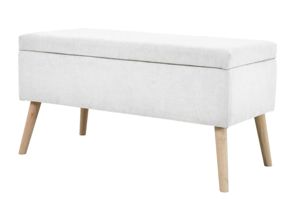 Tabouret rembourré Artigeo avec espace de rangement Siège Banc Tabouret Repose-pieds Pouf Housse en tissu Blanc VWFX00215