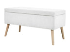 Tabouret rembourré Artigeo avec espace de rangement Siège Banc Tabouret Repose-pieds Pouf Housse en tissu Blanc VWFX00215