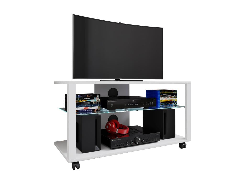 Artigeo Bois Meuble TV Artigeo meuble TV meuble TV meuble console Meuble TV table TV Phono Verre Folas L Blanc TLBO53823