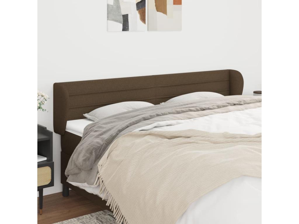 Tête de lit avec oreilles Marron foncé 163x23x78/88 cm Tissu ATRG37412