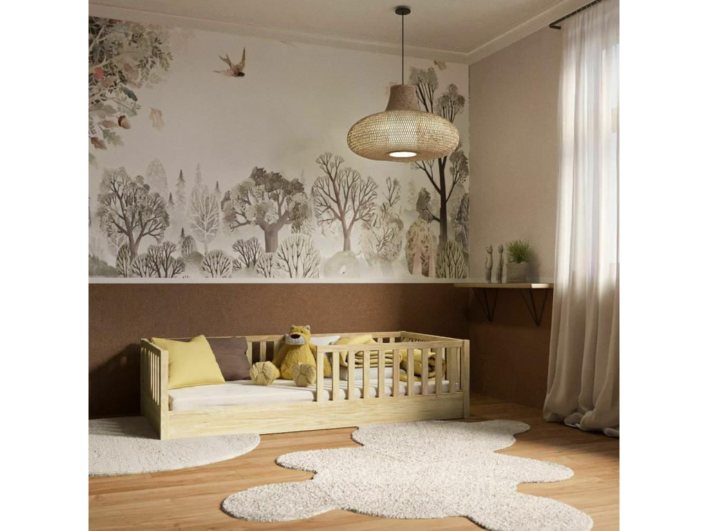 Lit enfant Montessori 90x190 cm bois massif bois Chezlova CWBA78797