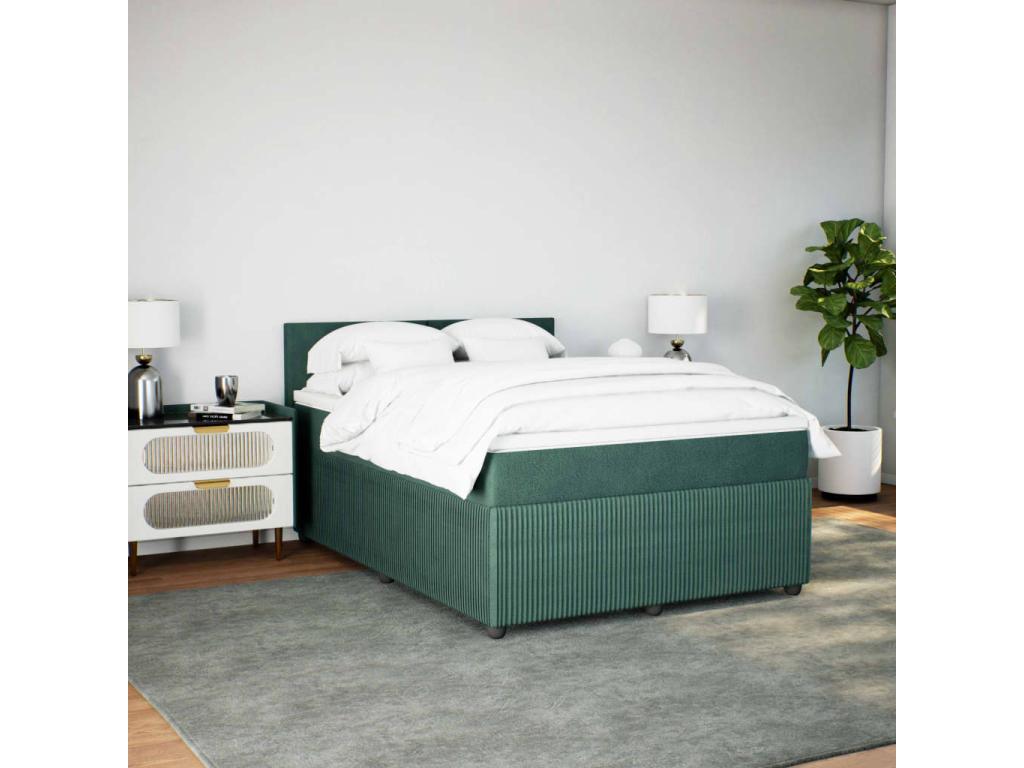 Sommier à Artigeo de lit et matelas Vert foncé 160x200cm Velours PZFW48449