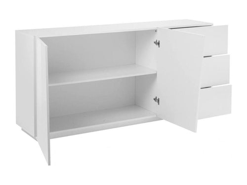Buffet Artigeo Buffet de cuisine avec 2 portes et 3 tiroirs Buffet de salon Made in Italy 180x43h86 cm Blanc brillant NYZG72030