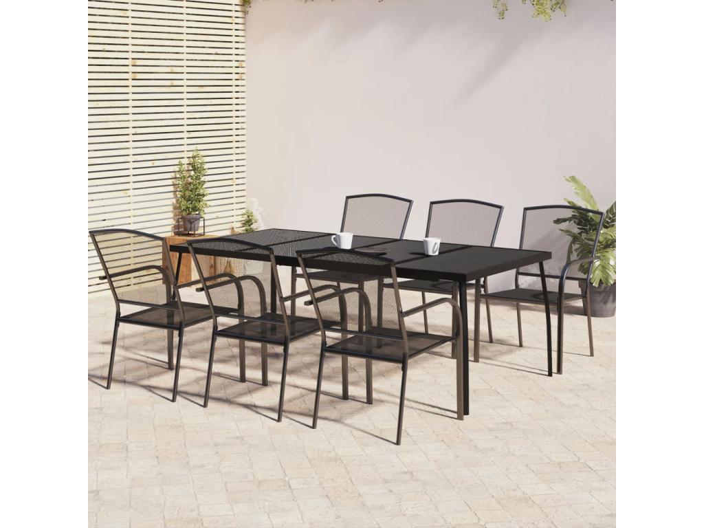 Ensemble de salle à manger de jardin 7 pièces acier anthracite GHCS65535