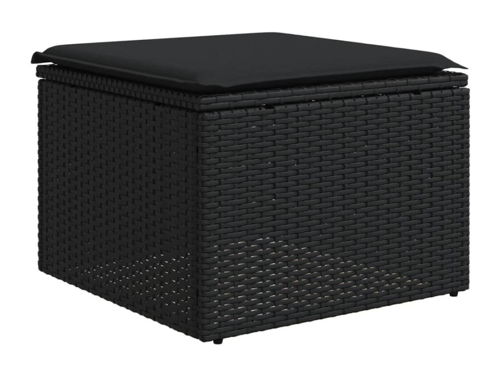 Salon de jardin 8 pièces avec coussins noir résine tressée ORZI80925