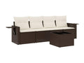 Salon de jardin avec coussins 5 pièces marron résine tressée MQKW07652