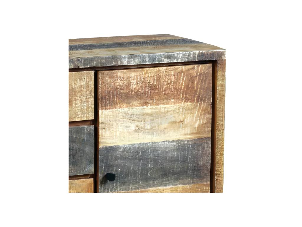 Meuble d'entrée 1 porte 4 tiroirs Bois massif blanc - Chezlova JZHE80749