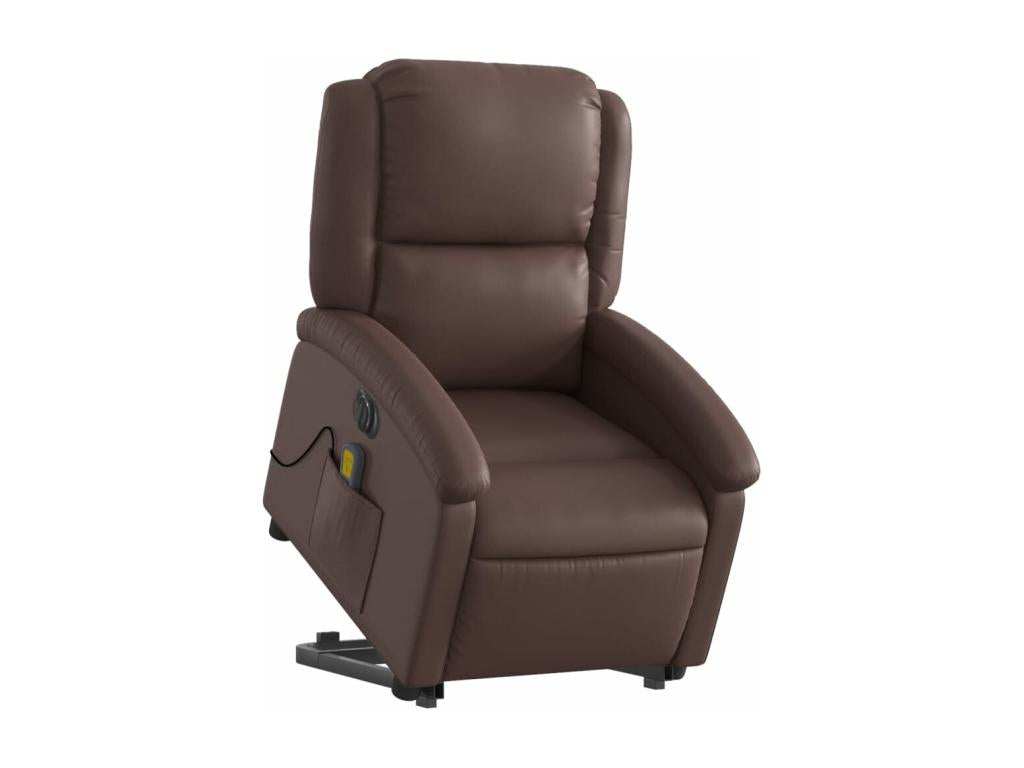 Fauteuil inclinable massant électrique marron similicuir JNWT30725