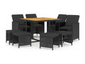 Ensemble à manger de jardin coussins 9pcs Résine tressée Noir AFSJ64900