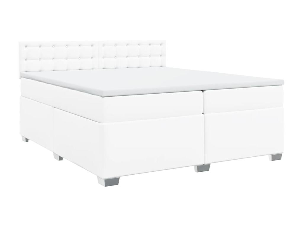 Sommier à Chezlova de lit avec matelas Blanc 200x200cm Similicuir UDXX47105