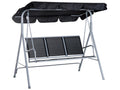 Balancelle de jardin 3 places grand confort toit imperméabilisé inclinaison réglable assise et dossier ergonomique acier textile noir KYKX84235