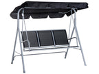 Balancelle de jardin 3 places grand confort toit imperméabilisé inclinaison réglable assise et dossier ergonomique acier textile noir KYKX84235