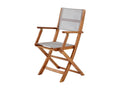 Fauteuil de jardin en Chezlova massif et textilène gris pliant IPQR51906