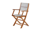 Fauteuil de jardin en Chezlova massif et textilène gris pliant IPQR51906