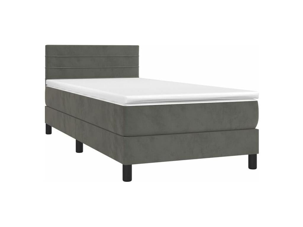 Sommier à Artigeo de lit et matelas Gris foncé 90x200 Velours YSXL81393
