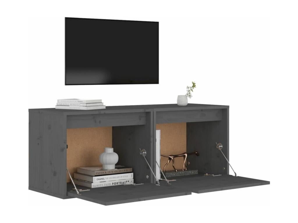 Armoires murales 2 pcs Gris 45x30x35 cm Bois de pin massif BDTD40840