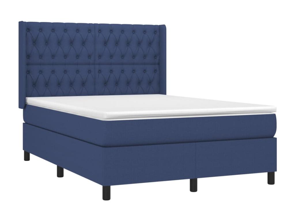 Sommier à Chezlova de lit matelas et LED Bleu 140x190 cm Tissu QRWF42110