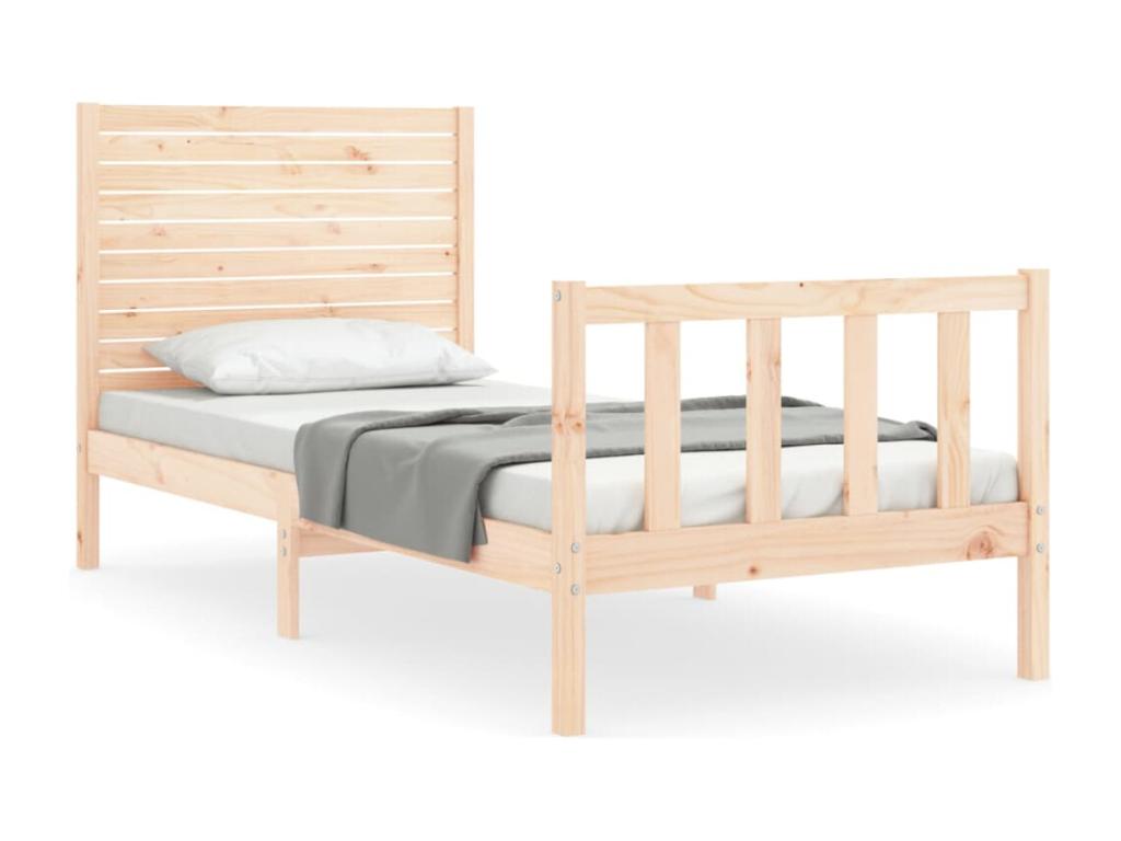 Cadre de lit avec tête de lit petit simple bois massif AAOH89399