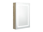 Armoire de salle de bain à miroir LED blanc et chêne 50x13x70cm RGWD86727