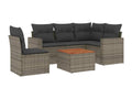 Salon de jardin 6 pcs avec coussins gris résine tressée APFS42613