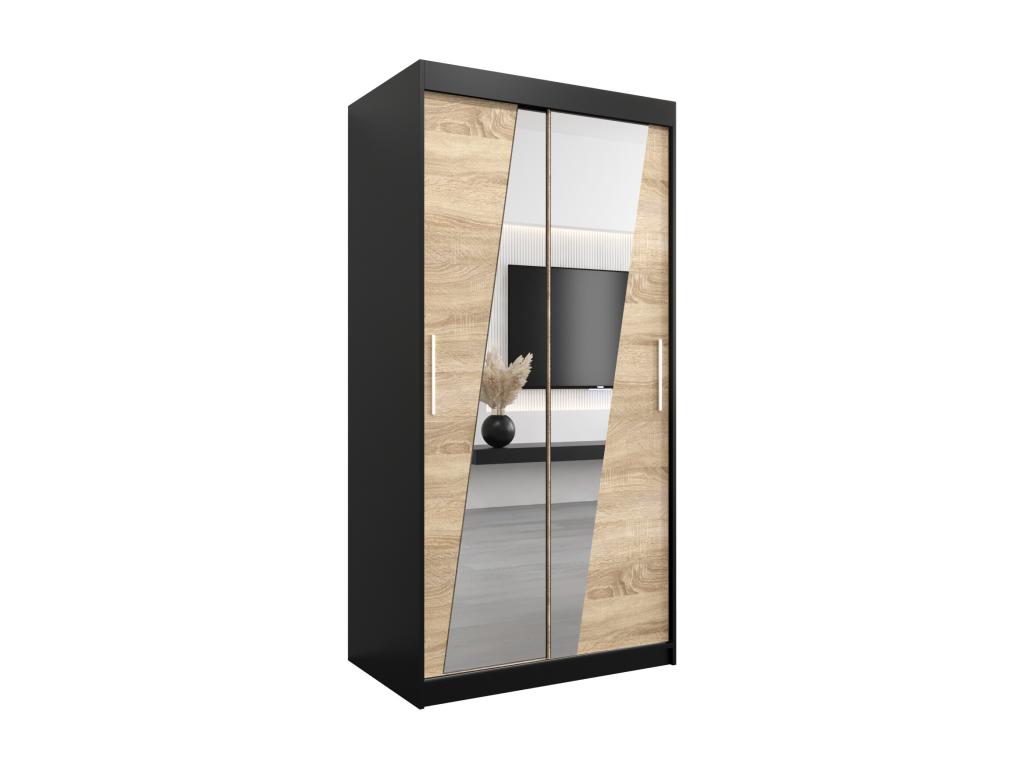 Armoire Rhomb À Portes Coulissantes 200/100/62 2 portes Noir/Chezlova DLRO54303