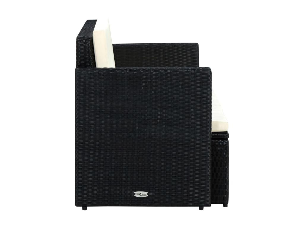 Canapé de jardin à 2 places avec coussins Noir Résine tressée ICGB07690