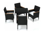Mobilier à dîner de jardin et coussins 5 pièces Résine tressée Noir YDXG36117