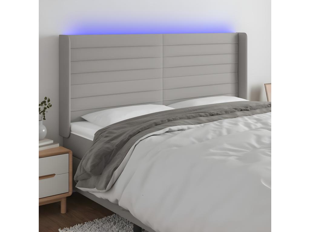 Tête de lit à LED Gris clair 183x16x118/128 cm Tissu YYUR05333