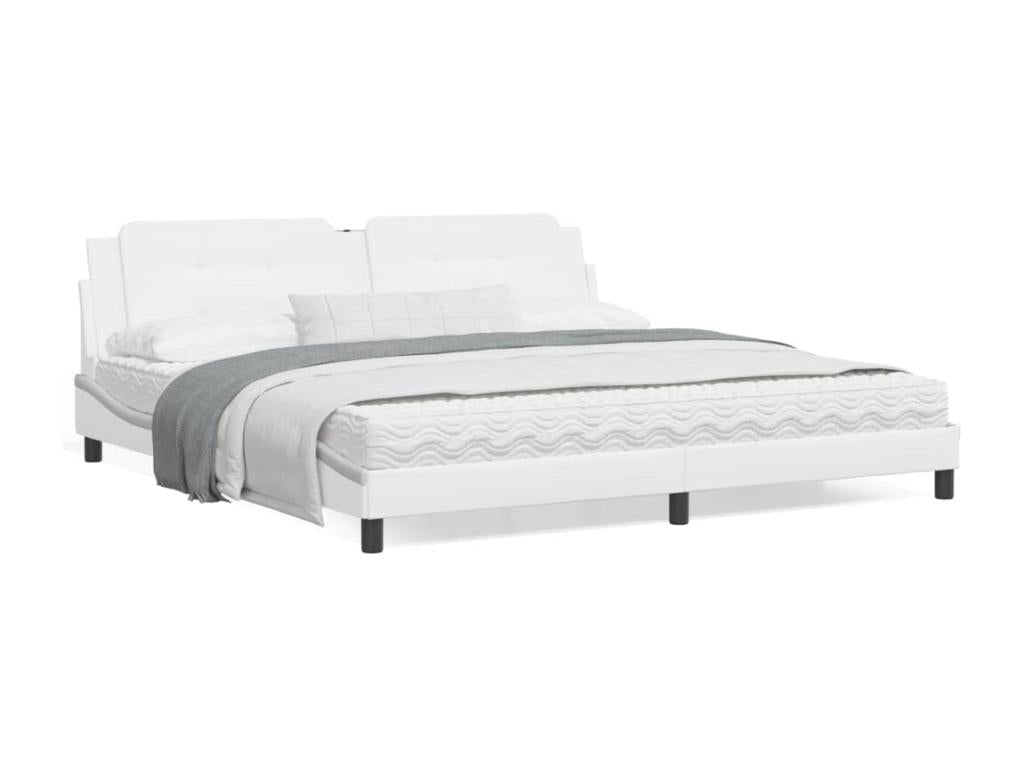 Lit avec matelas blanc 200x200 similicuir RSQQ10996