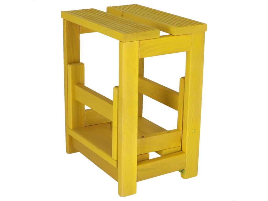 Tabouret échelle 2 marches en bois finition jaune 32x23x40 cm VLIU69504