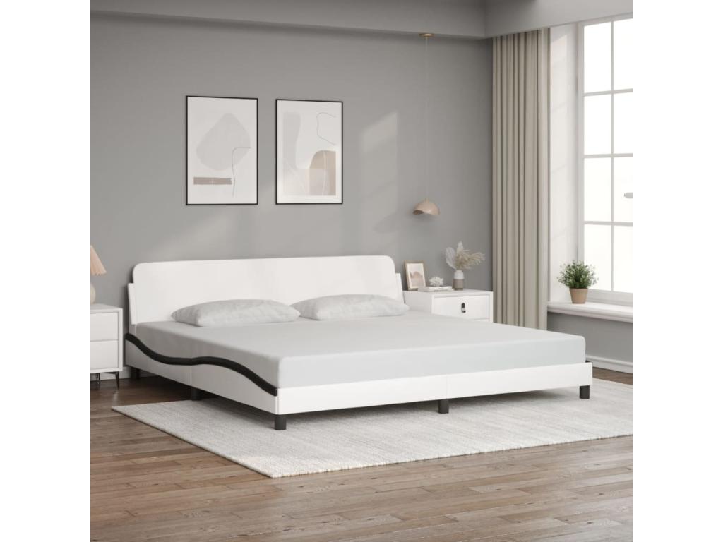 Cadre de lit sans matelas blanc et noir 200x200 cm similicuir GFDD04152