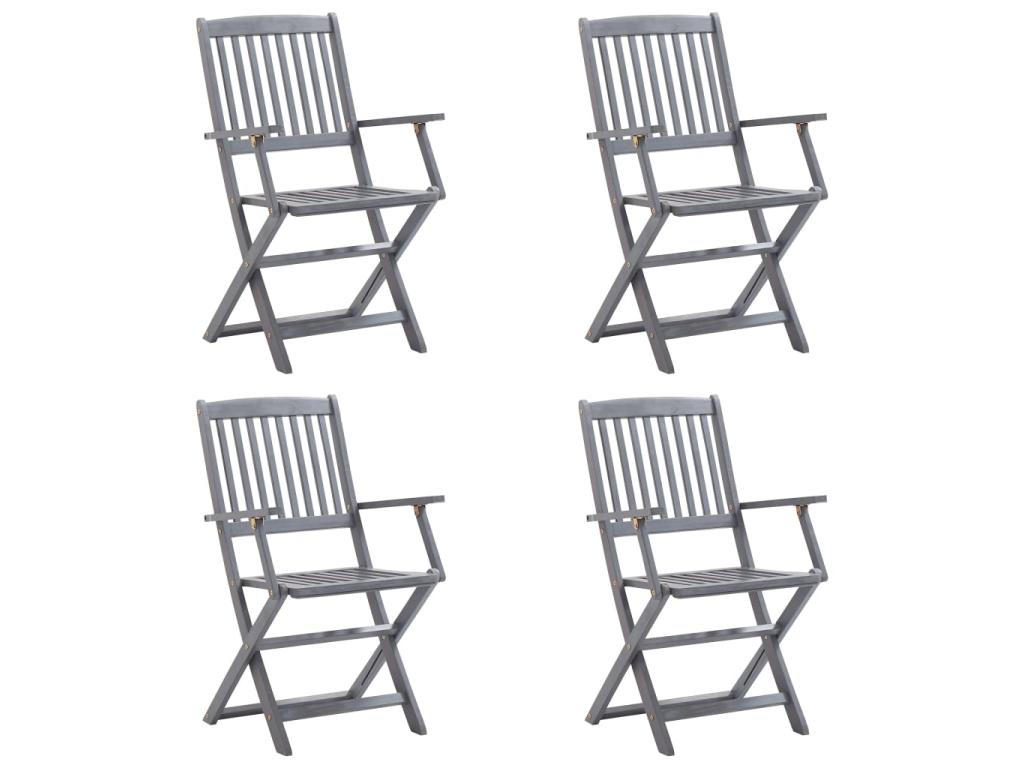 Chaises pliables d'extérieur 4 pcs avec coussins Bois d'Artigeo 3 TYQW60041