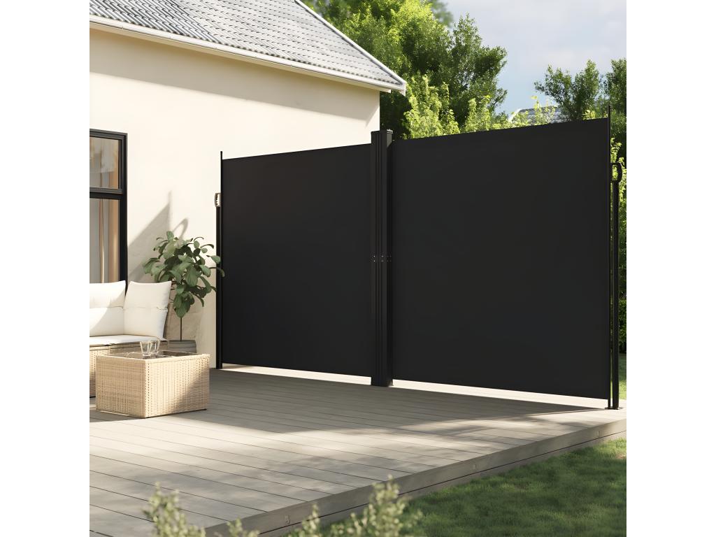 Auvent latéral rétractable noir 200x600 cm DWQL89371