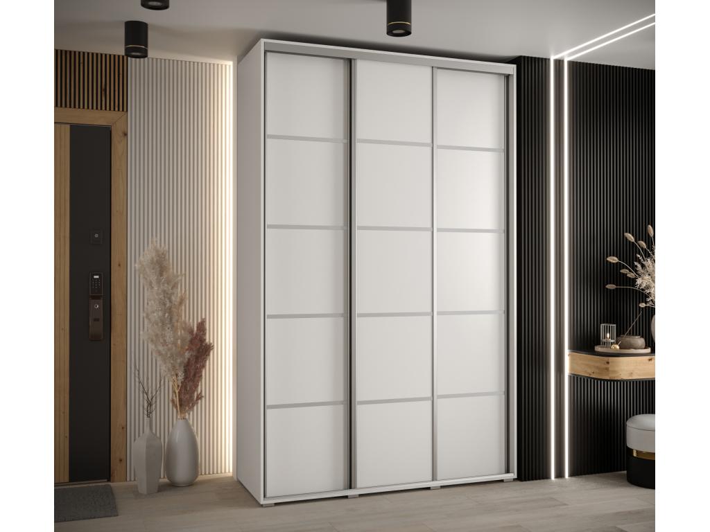 ARMOIRE Artigeo 4 À PORTES COULISSANTES 235.2/150/45 3 portes Blanc/Blanc/Argent RVEK26541