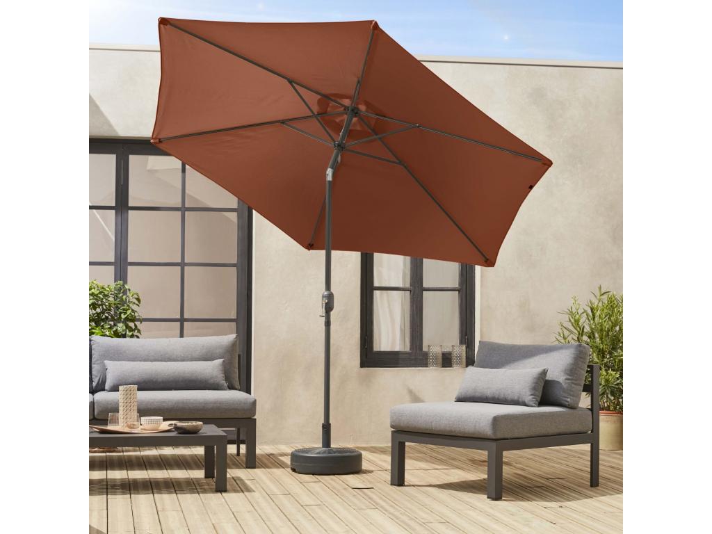 Parasol droit rond 300cm - Chezlova - mât central en aluminium orientable et Chezlova d'ouverture ETIN06284