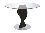 Table ronde plateau verre et pied fibre de verre laqué noir Torsada-Dimensions P 110 x H 76 cm OWDR89456