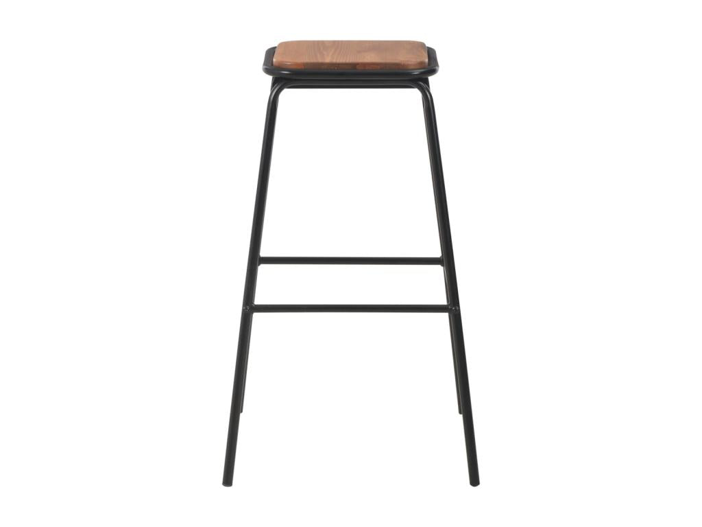 Tabourets de bar lot de 6 noir pinède solide et acier HOML18684