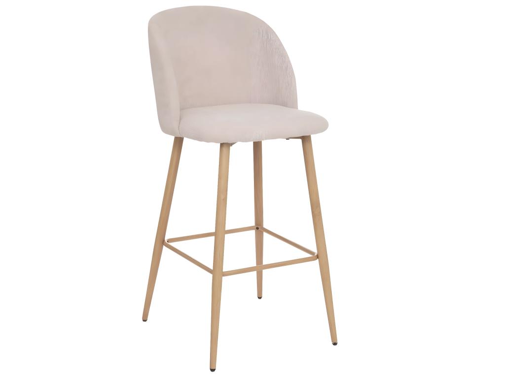 Lot de 2 chaises de bar en fer et bois Couleuris Beige - Longueur 48 x profondeur 56 x hauteur 106 cm KXFB93118