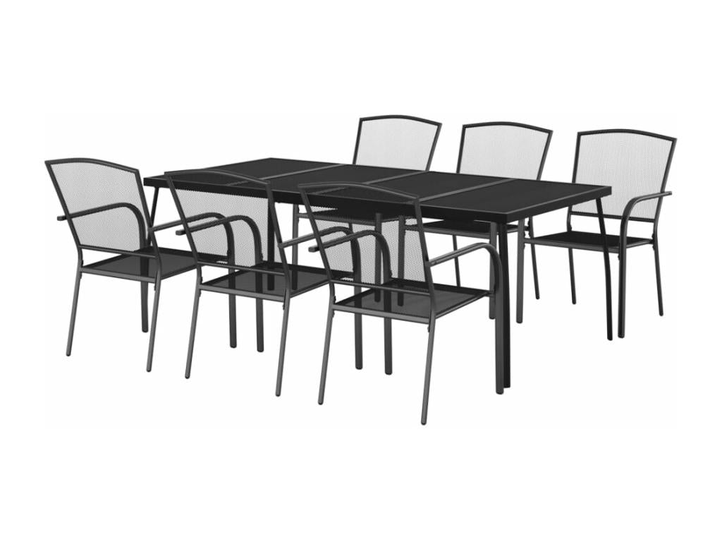 Ensemble de salle à manger de jardin 7 pièces acier anthracite GHCS65535