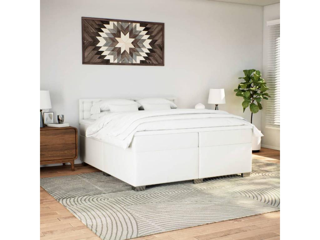 Sommier à Chezlova de lit avec matelas Blanc 200x200cm Similicuir UDXX47105