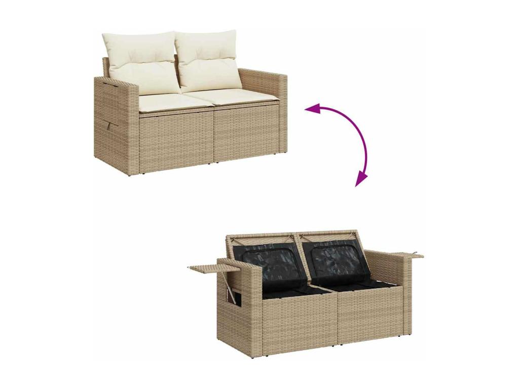 Salon de jardin avec coussins 6 pièces beige résine tressée WLWS23901