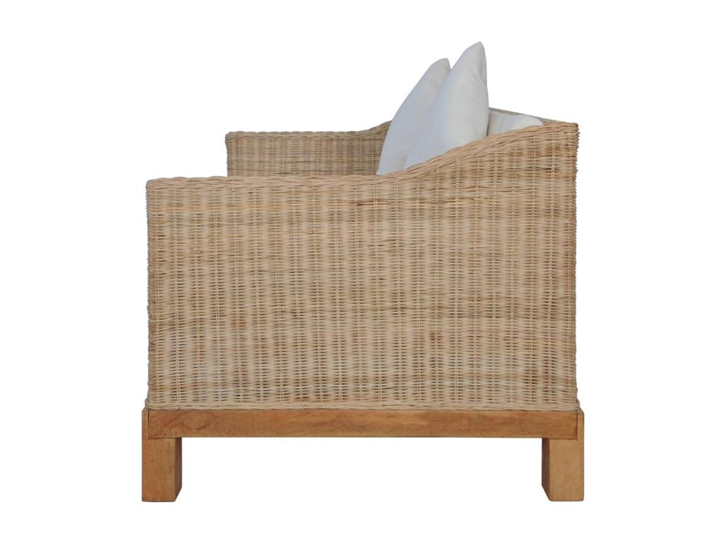 Canapé à 2 places avec coussins Rotin naturel CQYL40389