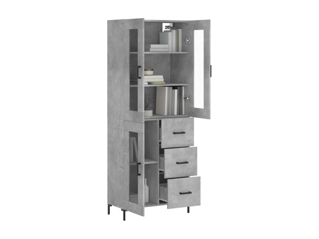 Buffet haut Gris béton 69,5x34x180 cm Bois d'ingénierie RENZ89987