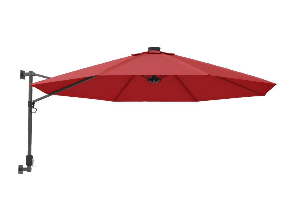 Parasol mural avec LED rouge vif 290 cm ELGD65039