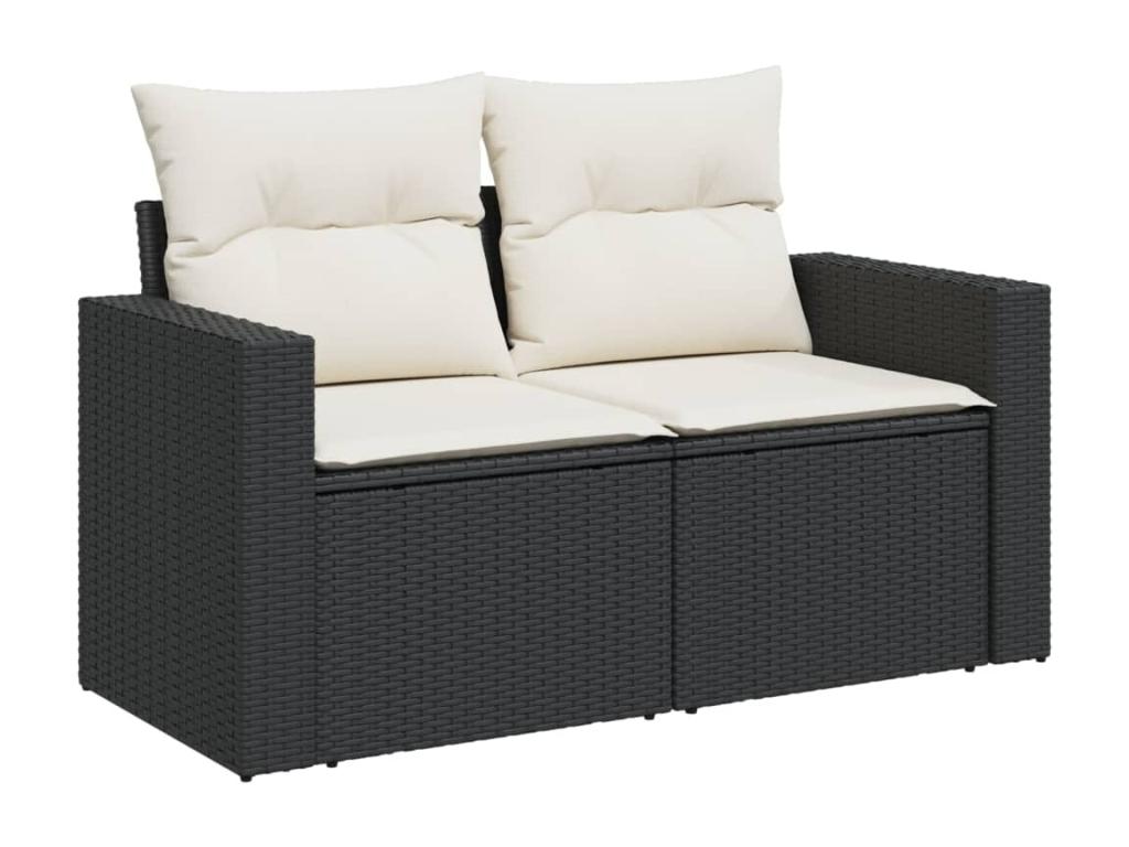 Salon de jardin 6 pcs avec coussins noir résine tressée YTSI97443